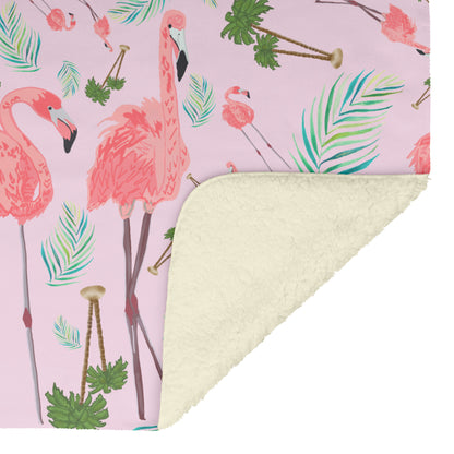 Flamingos on Pink Background, Fleece Blanket