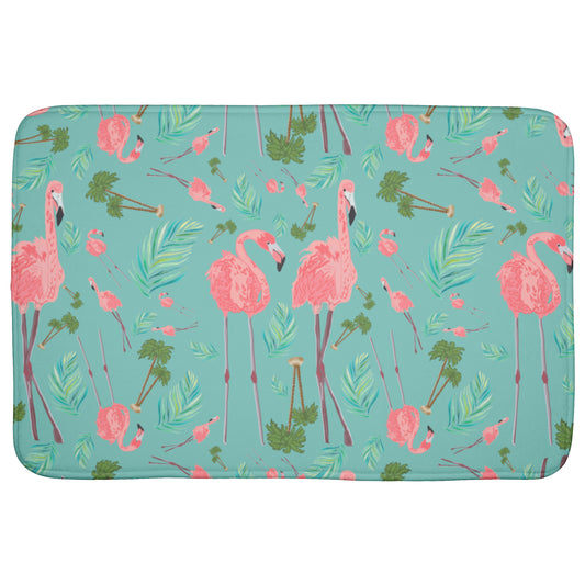 Flamingos on Succulent Background, Bath Mats