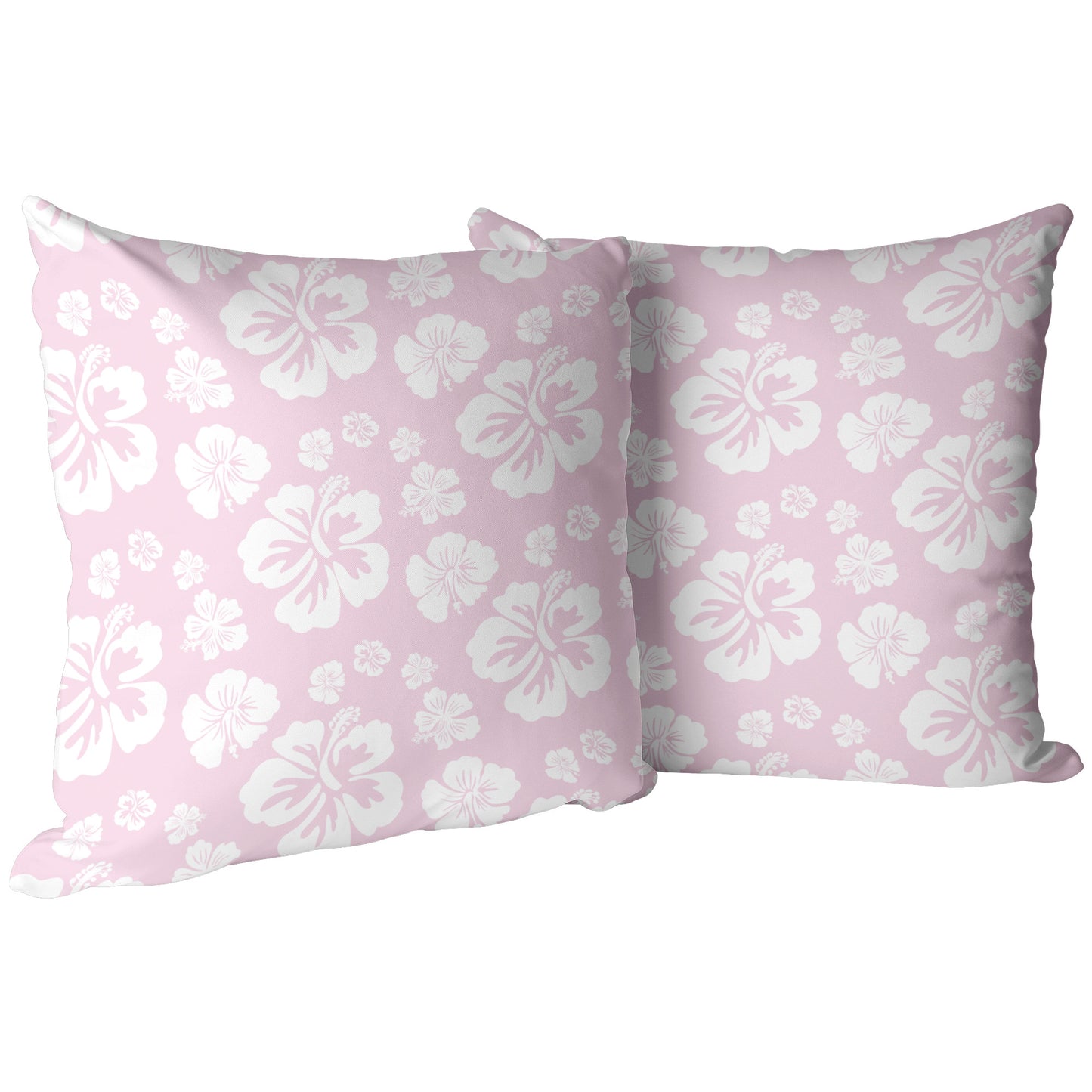 Hibiscus Soiree, White Hibiscus on Pink, Throw Pillow