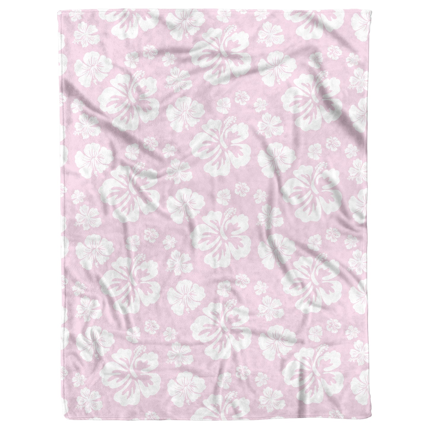Hibiscus Soiree, White Hibiscus on Pink, Fleece Blanket