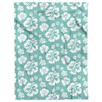 Hibiscus Soiree, White Hibiscus on Succulent, Fleece Blanket