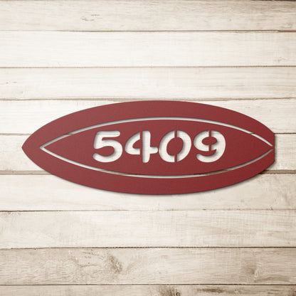 Metal House Number Surfboard Sign, Custom House Number Sign, Housewarming Gift, Wedding Gifts,