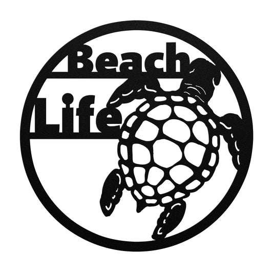 Metal Sign- Beach Life with Sea Turtle- Indoor/Outdoor Metal Sign