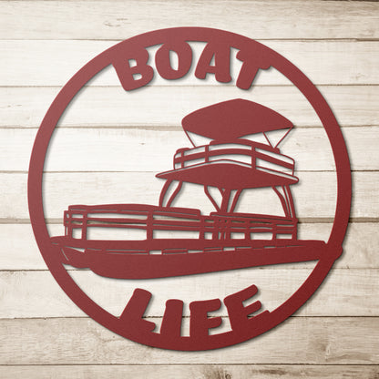 Metal Sign Boat Life Pontoon Boat, Indoor/Outdoor Metal Sign