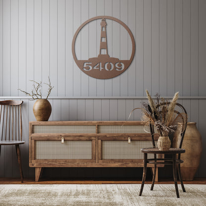 Metal Sign Lighthouse House Number Sign, Wedding Gifts, Housewarming Gift