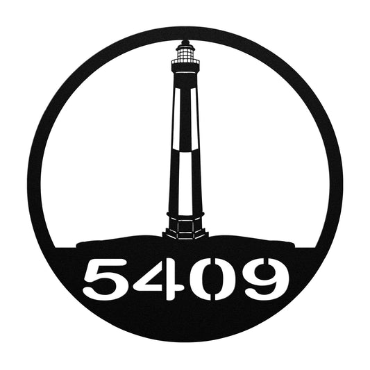 Metal Sign Lighthouse House Number Sign 4, Coastal Home, Beach House, Wedding Gifts, Housewarming Gift