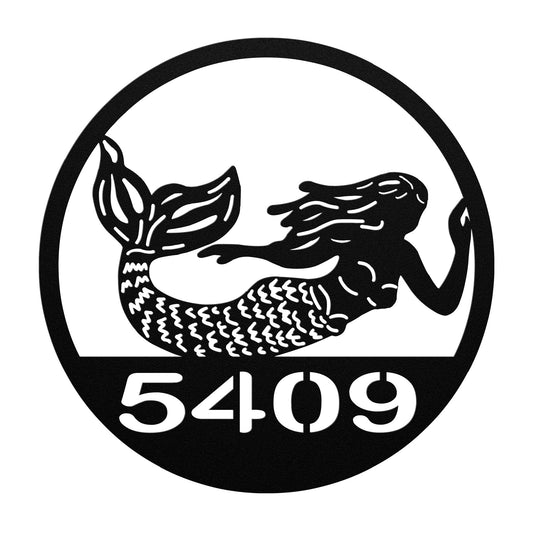 Metal Sign Mermaid House Number Sign, Custom House Number Indoor/Outdoor Metal Sign, Coastal Home Sign, Beach House Sign, Housewarming