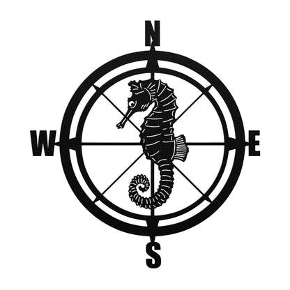 Metal Sign Seahorse Compass Sign, Indoor/Outdoor Metal Sign, Coastal Home Sign, Beach House Sign, Housewarming Gifts