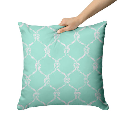 Nautical Netting Design on Mint Background, Throw Pillow