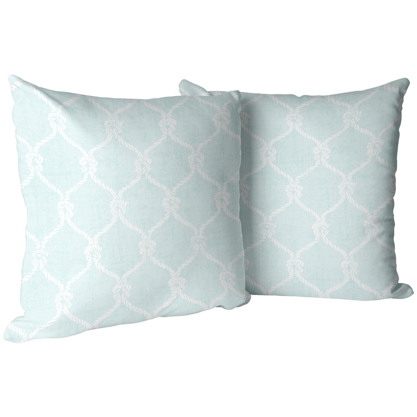 Nautical Netting Design on Mist Linen Textured Background, Throw Pillow