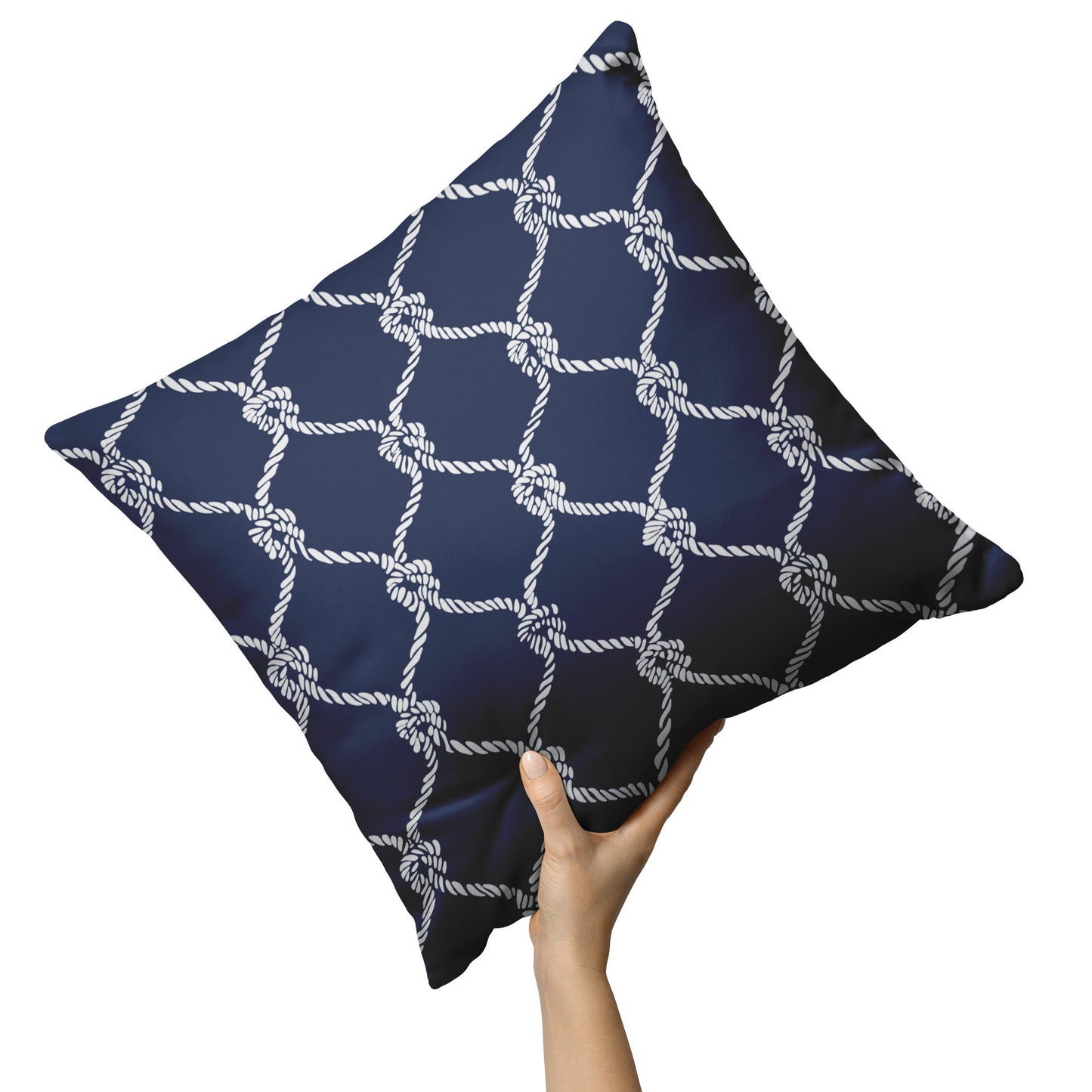 Nautical Netting Design on Navy Blue Background, Throw Pillow