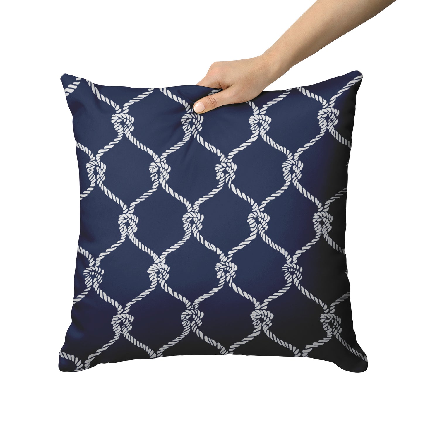Nautical Netting Design on Navy Blue Background, Throw Pillow