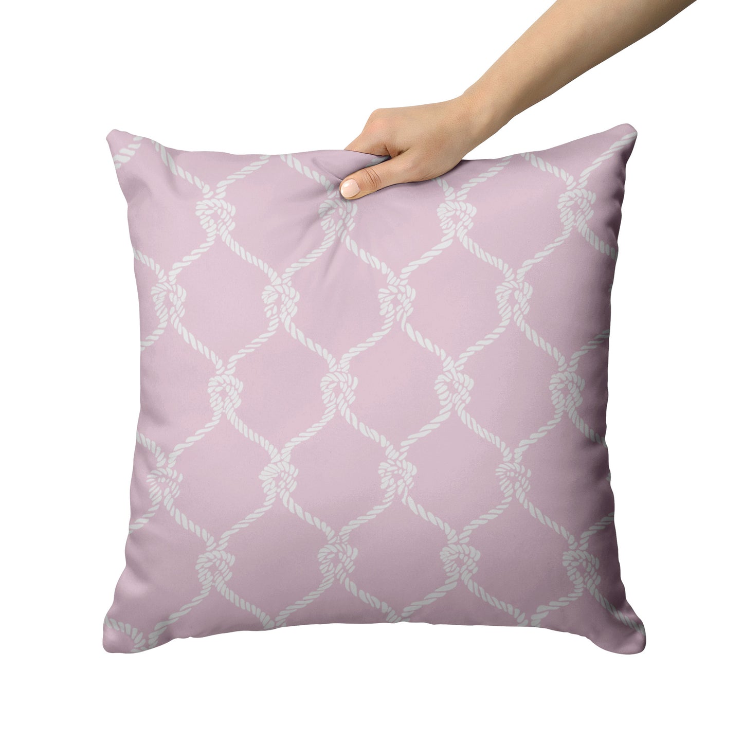 Nautical Netting Design on Pink Background, Throw Pillow