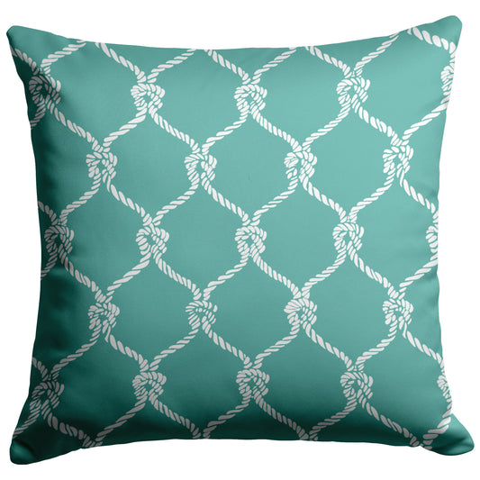 Nautical Netting Design on Succulent Background, Throw Pillow