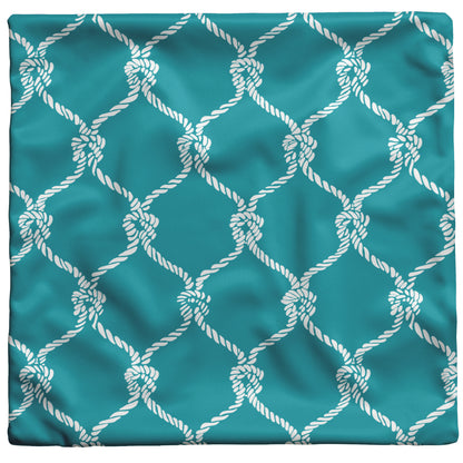 Nautical Netting Design on Teal Background, Throw Pillow