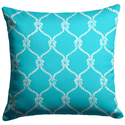 Nautical Netting Design on Tropical Blue Background, Throw Pillow