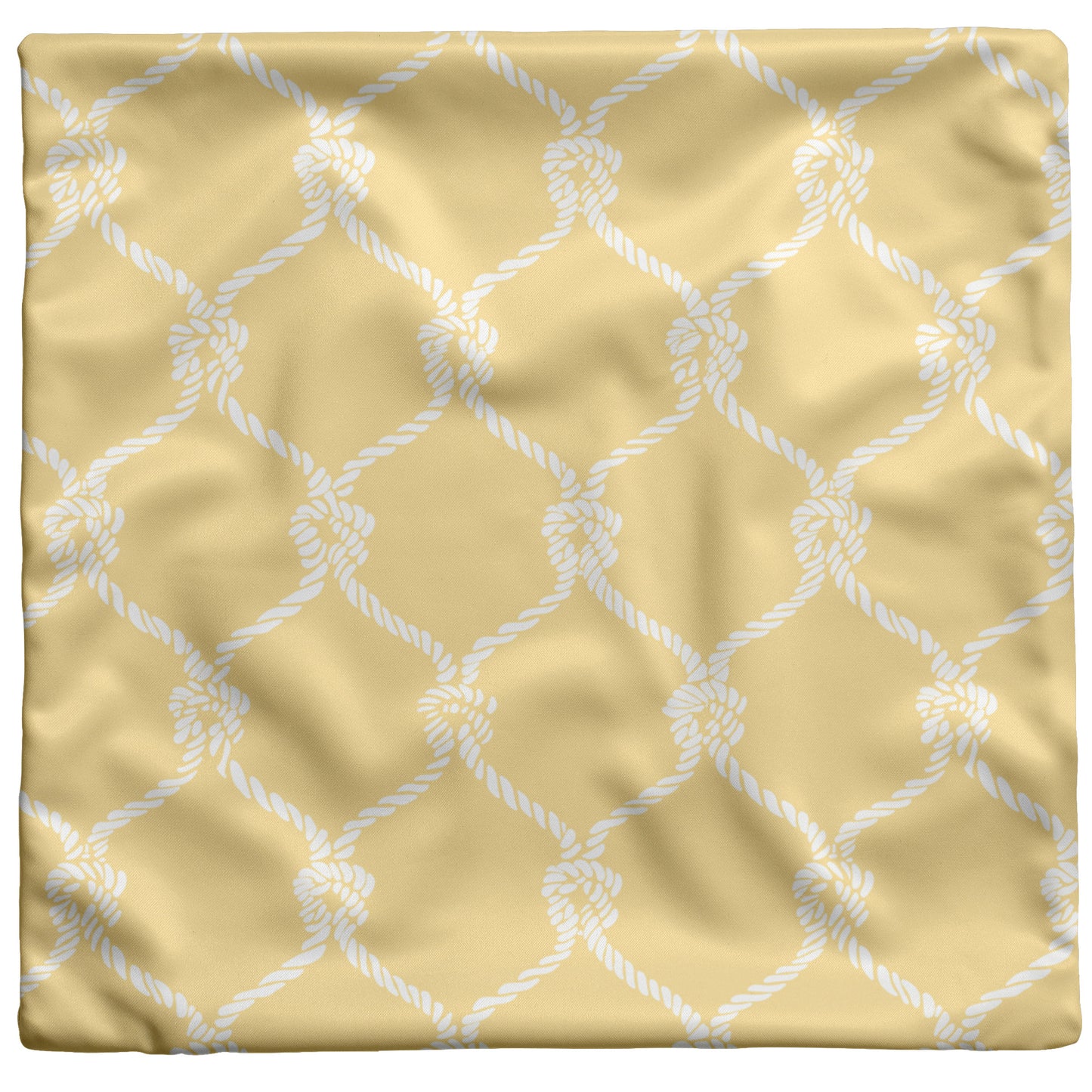 Nautical Netting Design on Yellow Background, Throw Pillow