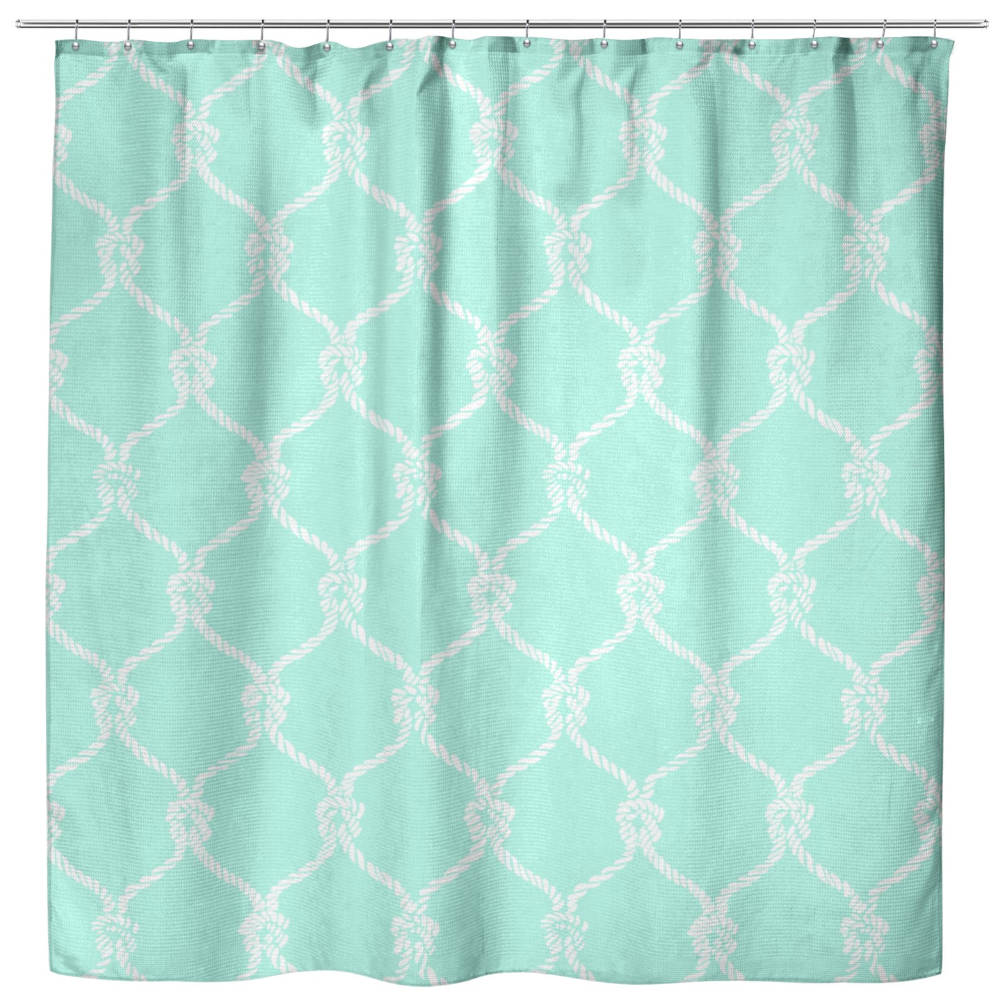 Nautical Netting on Mint Background, Shower Curtain