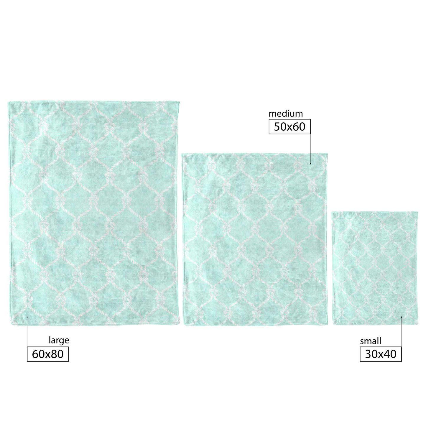 Nautical Netting on Mint Linen Texture Background, Fleece Blanket