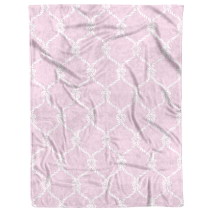 Nautical Netting on Pink Background, Fleece Blanket