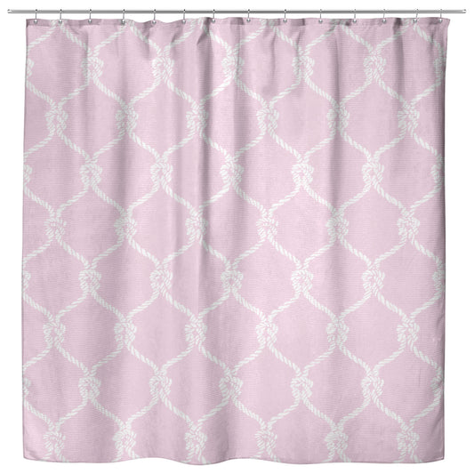 Nautical Netting on Pink Background, Shower Curtain