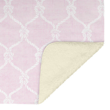 Nautical Netting on Pink Linen Texture Background, Fleece Blanket