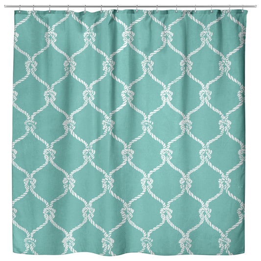 Nautical Netting on Succulent Background, Shower Curtain