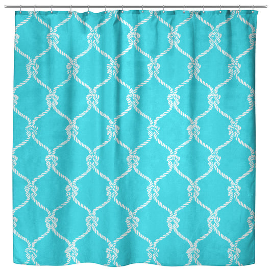 Nautical Netting on Tropical Blue Background, Shower Curtain