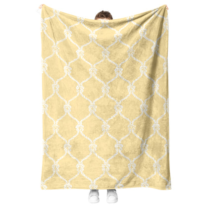 Nautical Netting on Yellow Background, Fleece Blanket