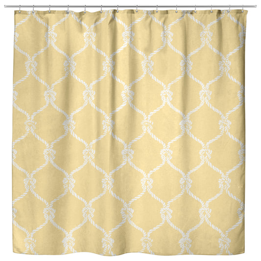 Nautical Netting on Yellow Background, Shower Curtain