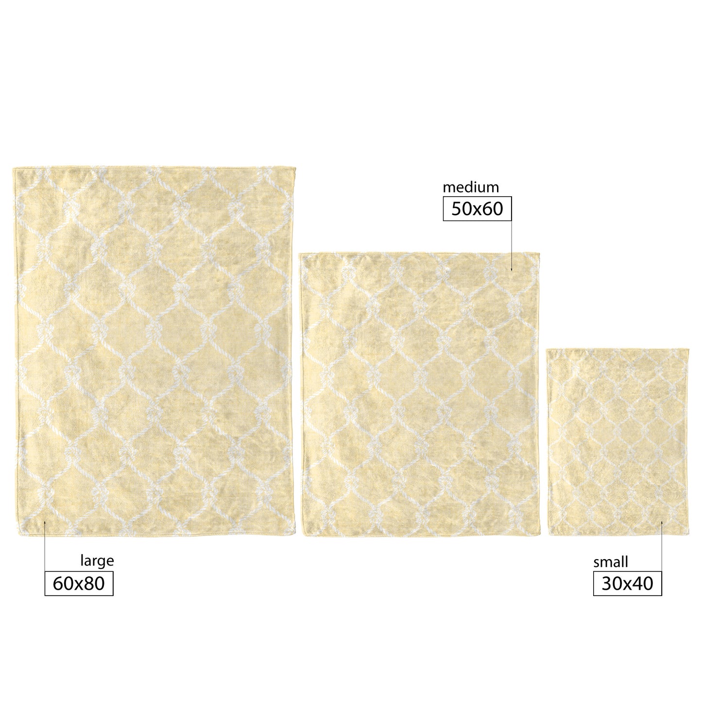 Nautical Netting on Yellow Linen Texture Background, Fleece Blanket