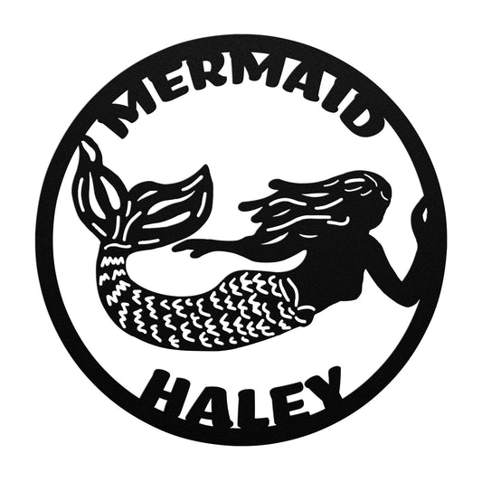 Metal Sign-Mermaid Custom Name Indoor/Outdoor Metal Sign- Coastal Home Sign, Beach House Sign, Housewarming Gifts