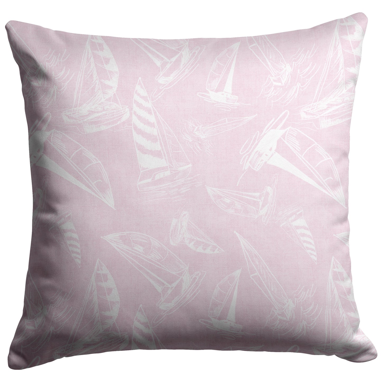 Sailboat Sketches on Pink Linen Textured Background, Throw Pillow