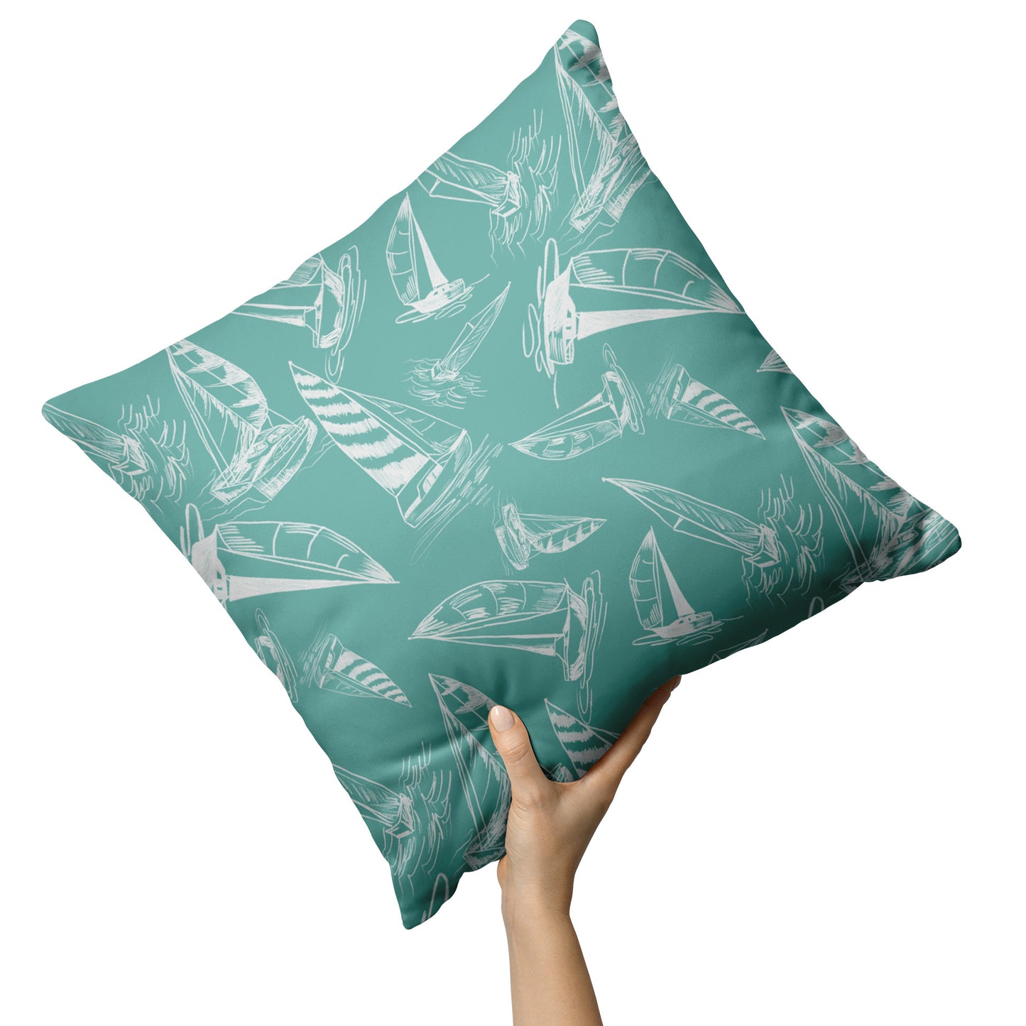 Sailboat Sketches on Succulent, Throw Pillow