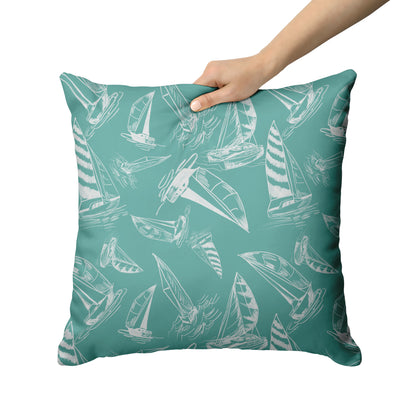 Sailboat Sketches on Succulent, Throw Pillow