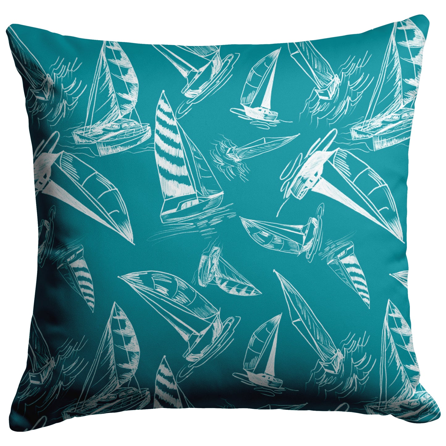 Sailboat Sketches on Teal, Throw Pillow