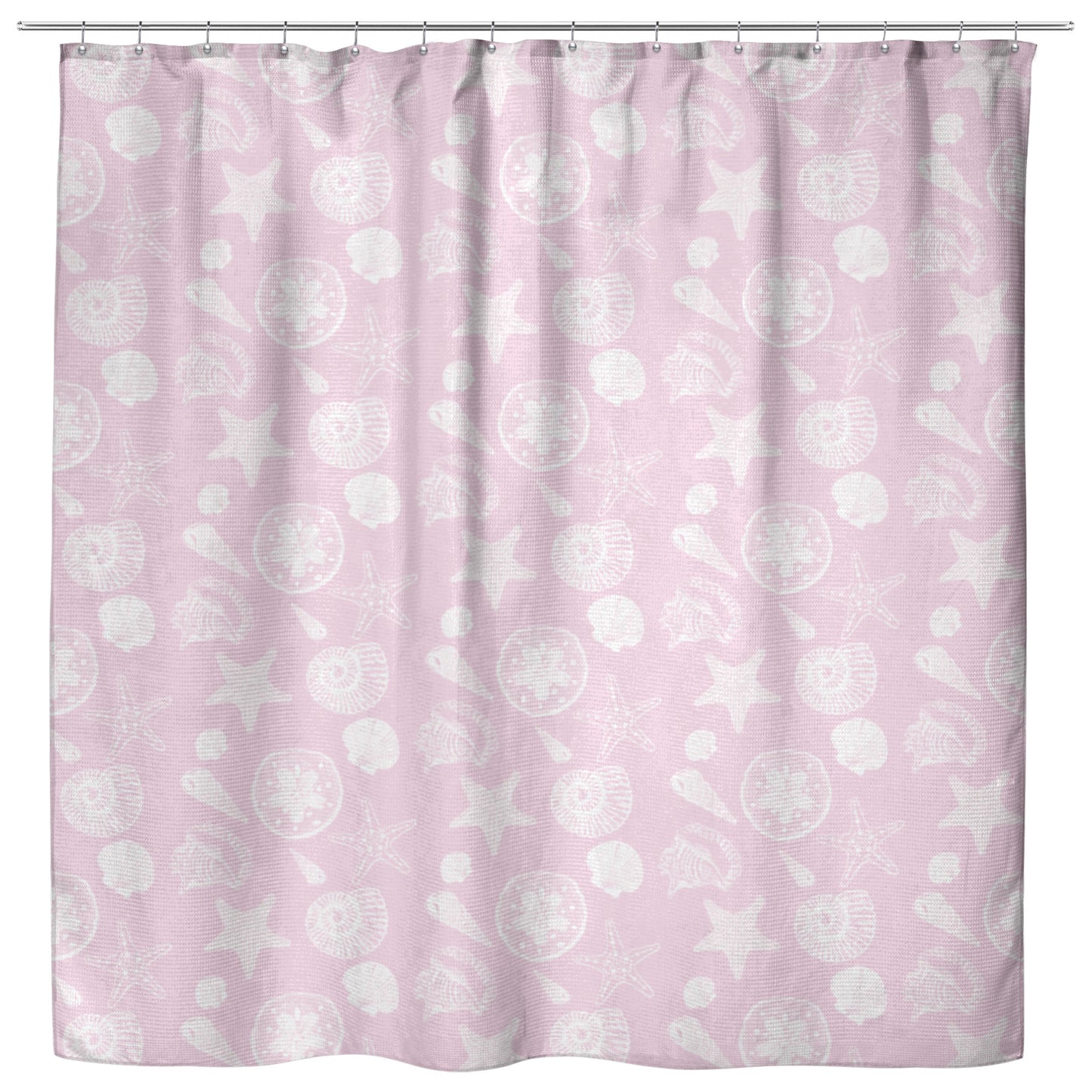 Seashell Sketches on Pink Background, Shower Curtain