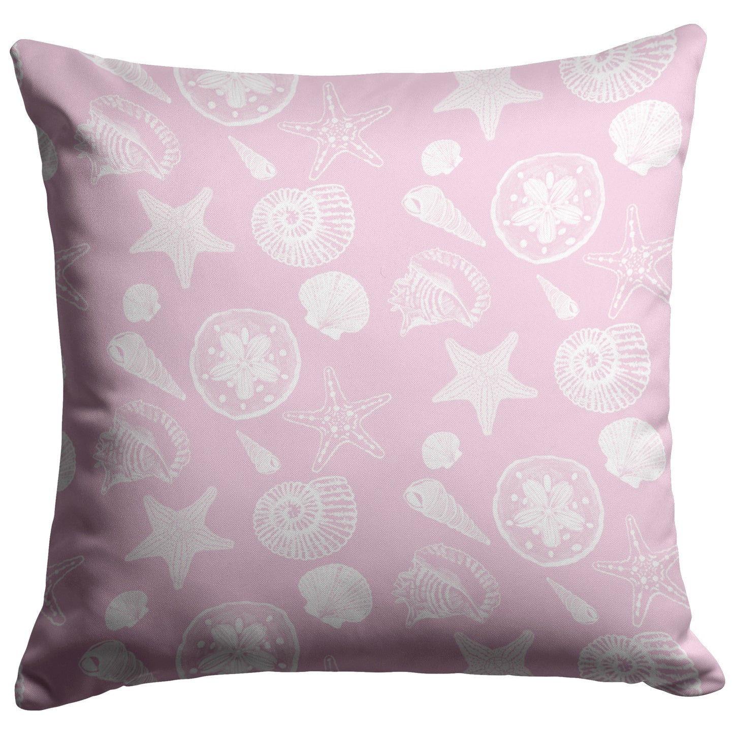 Seashell Sketches on Pink Background, Throw Pillow