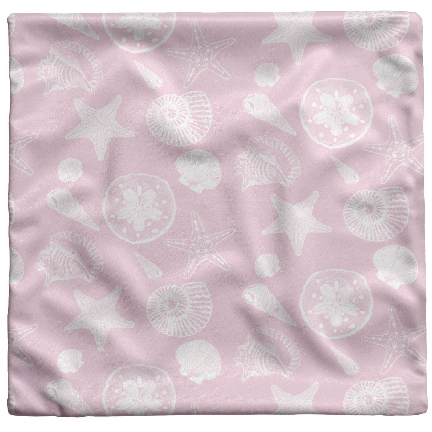 Seashell Sketches on Pink Background, Throw Pillow