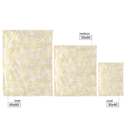 Seashell Sketches on Yellow Linen Texture Background, Fleece Blanket