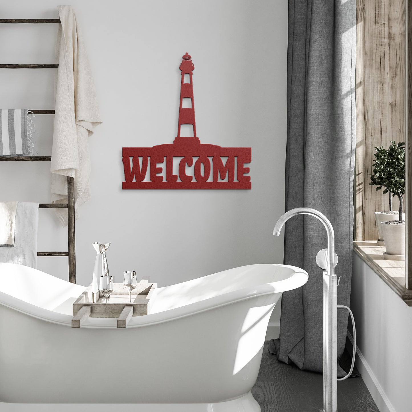 Metal Welcome Sign- Lighthouse 3 Welcome Sign-Indoor/Outdoor Metal Sign, Coastal Sign, Beach Sign, Home Decor