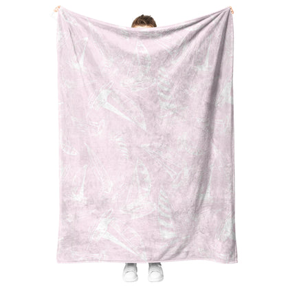 Sailboat Sketches on Pink Linen Texture Background, Fleece Blanket